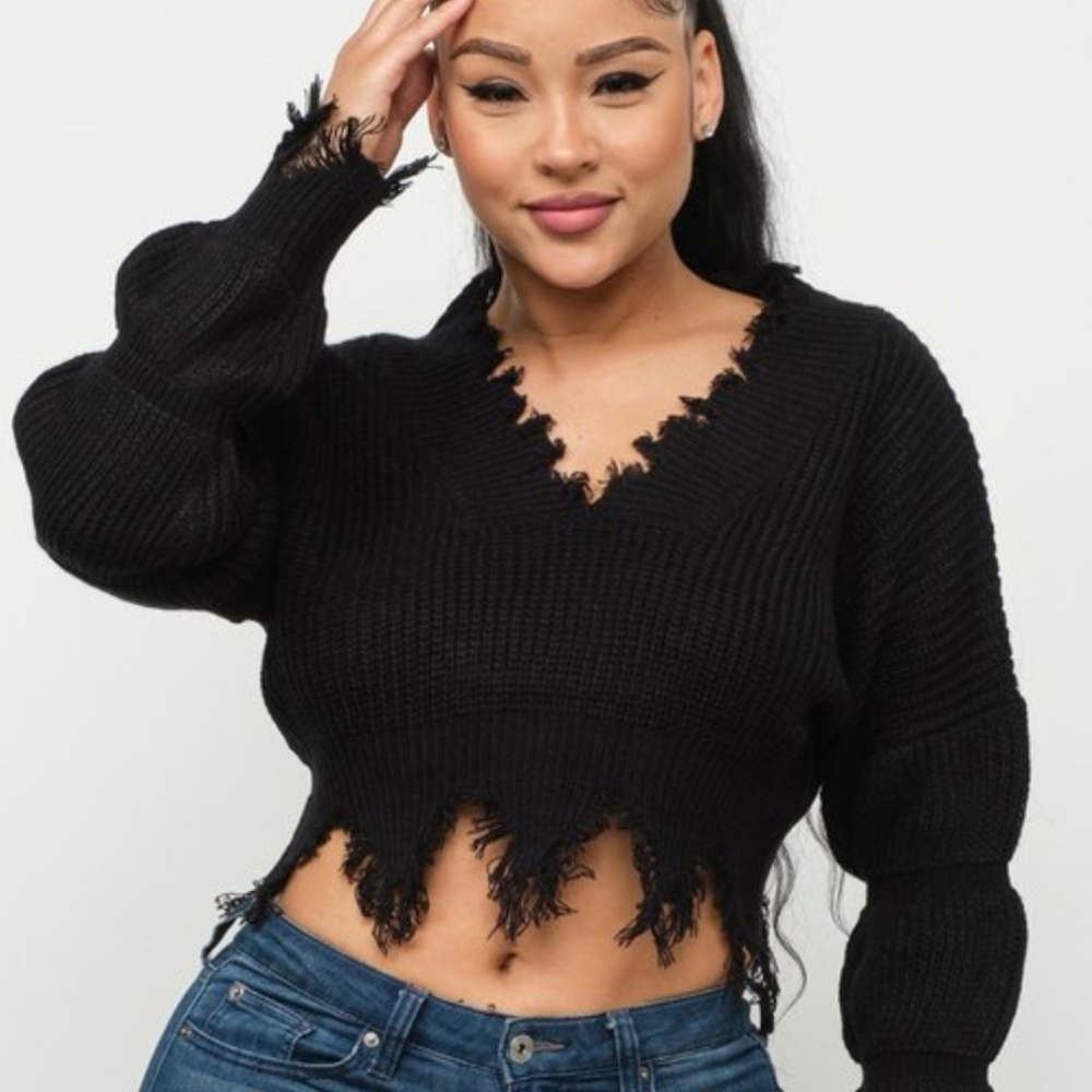 Black Distressed Top